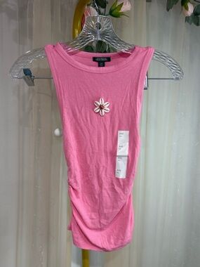 Wild Fable Pink Ribbed Ruched Tank Top XXS NWT